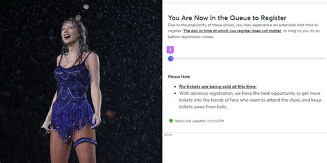 Aug 3, 2023 · Swifties can register as a Verified Fan by creating a Ticketmaster account, where a registration page is available for The Eras Tour. After selecting your preferred show of the tour and... 
